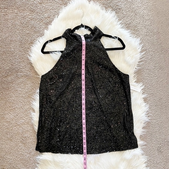 Chelsea28 Nordstrom Black High Neck Sequin Halter Top with Tie Back New With Tag - Picture 8 of 9